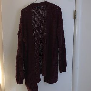 Women’s burgundy knit cardigan from express large